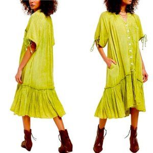 FREE PEOPLE MAYA Midi Shirtdress-Sz S-New